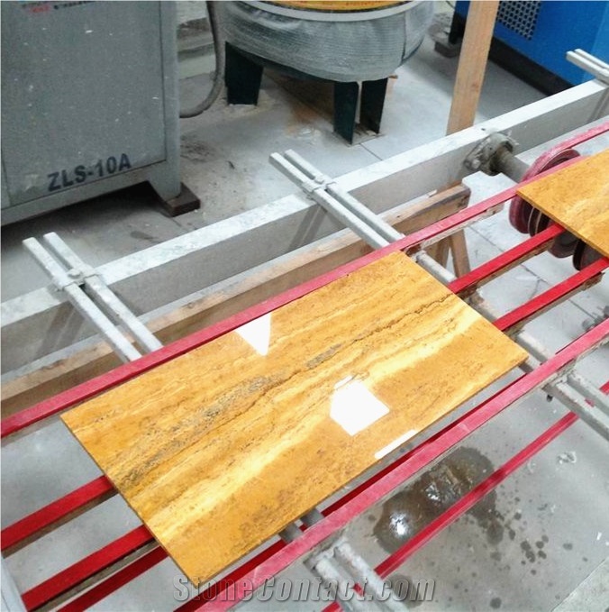China Wholesale Iran Yellow Color Travertine Tumbled Yellow Travertine