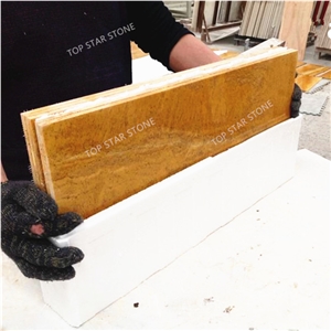 China Wholesale Iran Yellow Color Travertine Tumbled Yellow Travertine