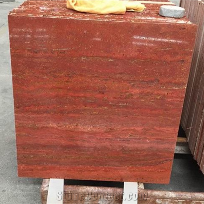 Hot Sale 60x60cm Polished Iran Red Travertine Floor Tile
