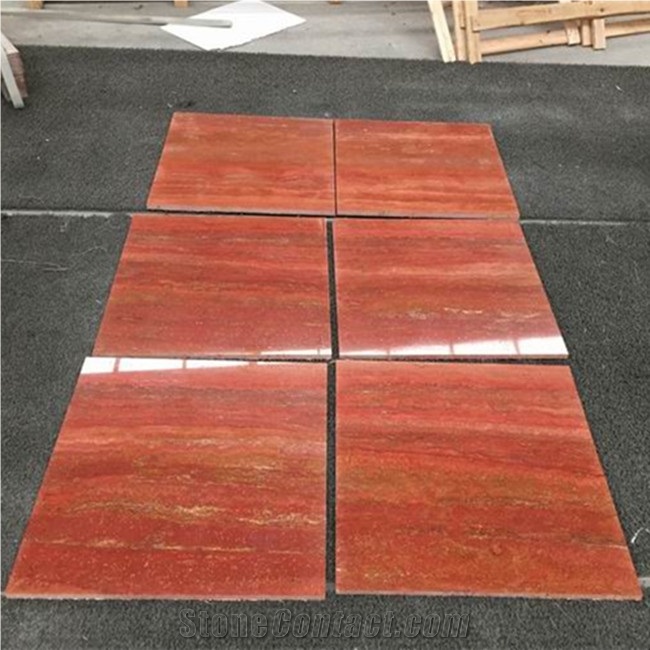 Hot Sale 60x60cm Polished Iran Red Travertine Floor Tile