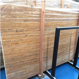 Iran Gold Yellow Travertine Persian Gold Travertine Vein Cut Slab