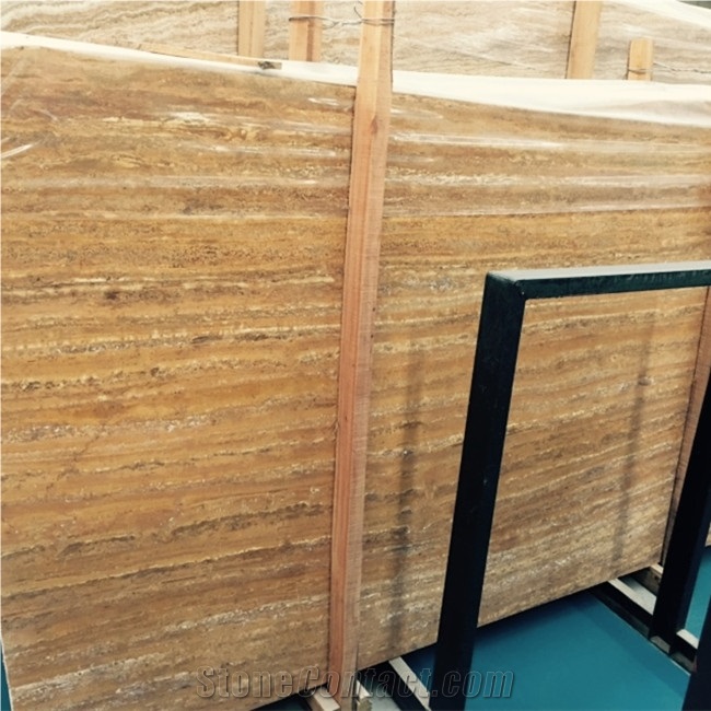 Iran Gold Yellow Travertine Persian Gold Travertine Vein Cut Slab