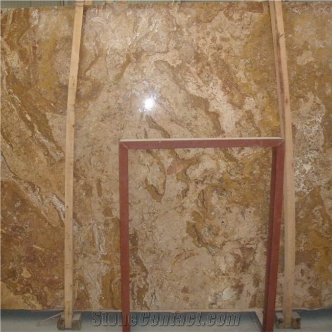 Polished French Golden Travertine Van Gogh Golden Travertine Slasb