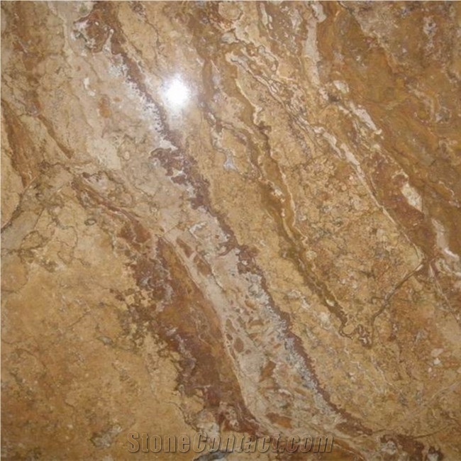 Polished French Golden Travertine Van Gogh Golden Travertine Slasb