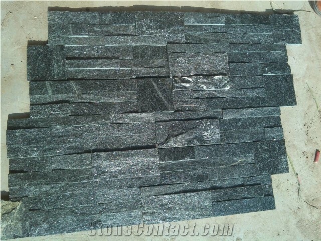 Black Quartzite Culture Stone, Corner Stone, Z Shape Loose Stone, Exposed Wall Stone, Split Face Culture Stone