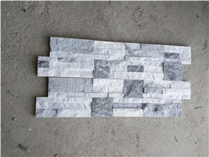 Cloudy Grey Marble, Wall Cladding and Stone Wall Decor, Split Face Culture Stone, Ledgestone Panel