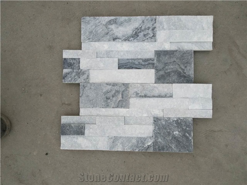 Cloudy Grey Marble, Wall Cladding and Stone Wall Decor, Split Face Culture Stone, Ledgestone Panel