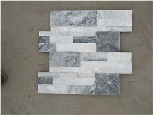 Cloudy Grey Marble, Wall Cladding and Stone Wall Decor, Split Face Culture Stone, Ledgestone Panel