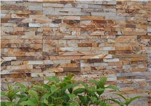 Gold Grainy ,Rusty Quartzite Cultured Stone, Wall Cladding, Yellow Stacked Stone Veneer, Corner Stone