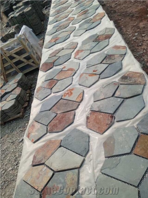 Hebei Multicolor Slate Flag Stone ,Popular Cheap Rusty Irregular Paving Random Flagstone for Walkway, Road, Flagstone Wall Road, Garden Pavers