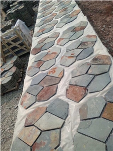 Hebei Multicolor Slate Flag Stone ,Popular Cheap Rusty Irregular Paving Random Flagstone for Walkway, Road, Flagstone Wall Road, Garden Pavers