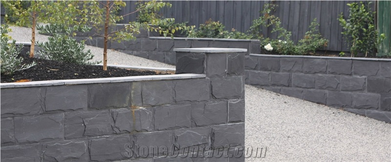 Mushroom Slate Stone, Black Slate Mushroom, Mushroomed Cladding, Split Faces Mushroom Stone, Mushroom Wall