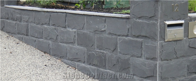 Mushroom Slate Stone, Black Slate Mushroom, Mushroomed Cladding, Split Faces Mushroom Stone, Mushroom Wall