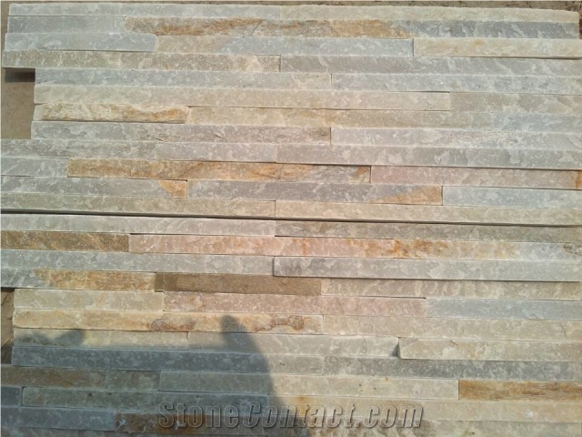 P014 Mix Color Culture Stone ,Beige Slate Wall Cladding ,Chinese Thin Stone Veneer