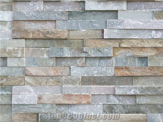 P014 Mix Color Culture Stone ,Beige Slate Wall Cladding ,Chinese Thin Stone Veneer