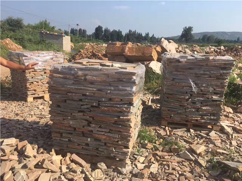 River Rock Stone ,Castle Rock Veneer,Yellow Slate Brick Stacked Stone ,Slate Loose Stone ,Hebei Slate Filed Stone Irregular Shape