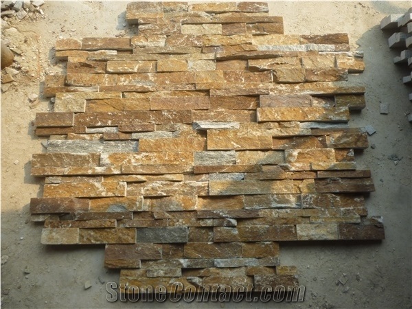 Rough Rusty Quartzite Cultured Stone, Wall Cladding, Stacked Stone Veneer, Corner Stone