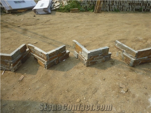 Rough Rusty Quartzite Cultured Stone, Wall Cladding, Stacked Stone Veneer, Corner Stone