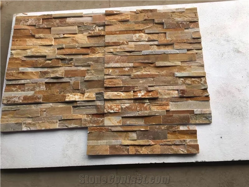Rough Rusty Quartzite Cultured Stone, Wall Cladding, Stacked Stone Veneer, Corner Stone