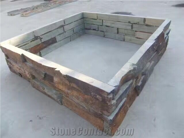 Rustic Slate Corner Stone, Rusty Slate Culture Stone, Stone Wall Decor, Ledge Stone, Stacked Stone Veneer, Exposed Wall Stone