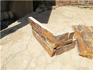 Rusty Slate Ledge Stone Corners/Stone Wall Cladding/Stone Wall Decor/Thin Stone Veneer/Split Face Culture Stone/Manufactured Stone Veneer/Corner Stone