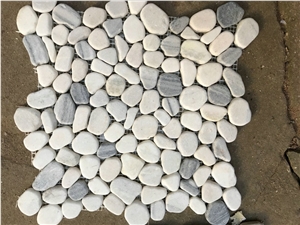 White & Grey & Black Sliced Pebble Mosaic Tiles ,Irregullar Mosaic,Chipped Mosaic,Sliced Pebble Mosaic