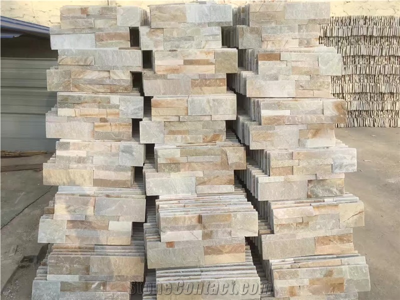 Yellow Quartzite Wall Split Stone,Cultured Stone Veneer, Ledge Stone, Corner Stone