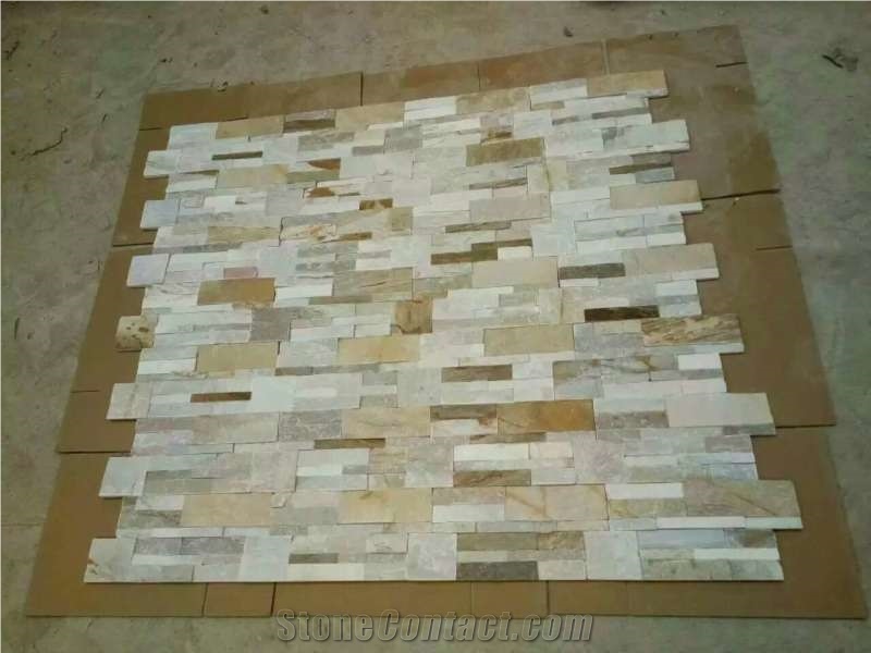 Yellow Quartzite Wall Split Stone,Cultured Stone Veneer, Ledge Stone, Corner Stone