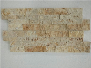 Yellow Travertine Wallstone, Culture Stone and Stone Decor, Split Face Culture Stone