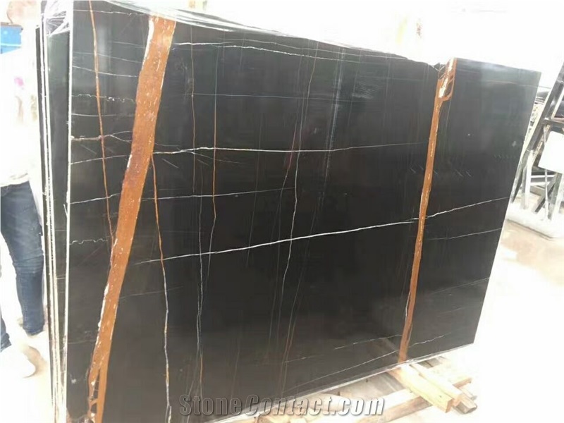 African St. Laurent Black Marble Stone Tile Slabs