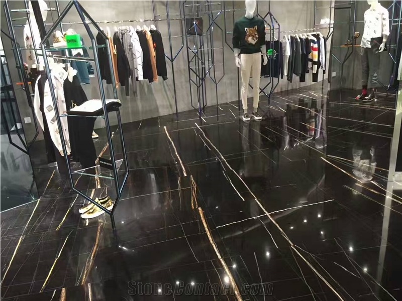 African St. Laurent Black Marble Stone Tile Slabs