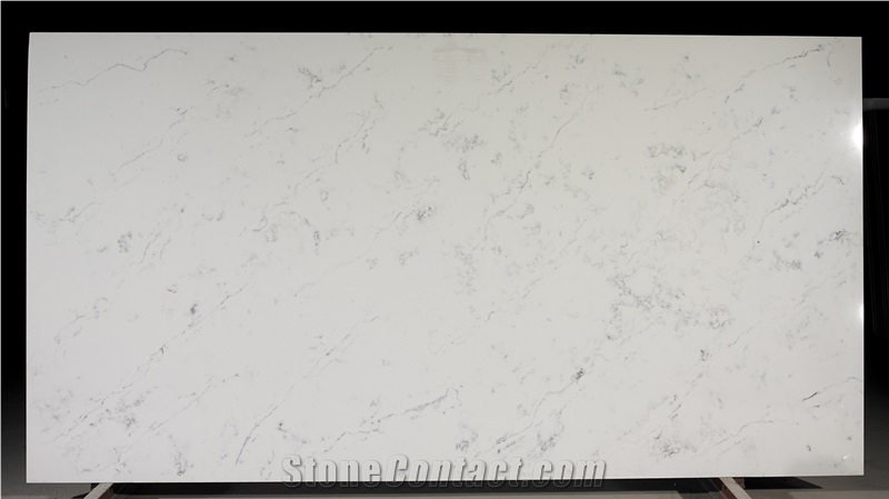 Carrara Marble Look Quartz Stone Slab for Kitchen and Vanity