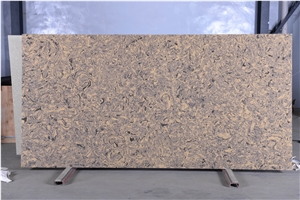 Colourful Brown Light Marble Look Quartz Stone Solid Surfaces Polished Slabs Tiles Engineered Stone Artificial Stone Slabs for Hotel Kitche