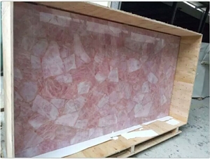 Crystal Light Pink Quartz Stone Slab Rose Pink Semiprecious Stone