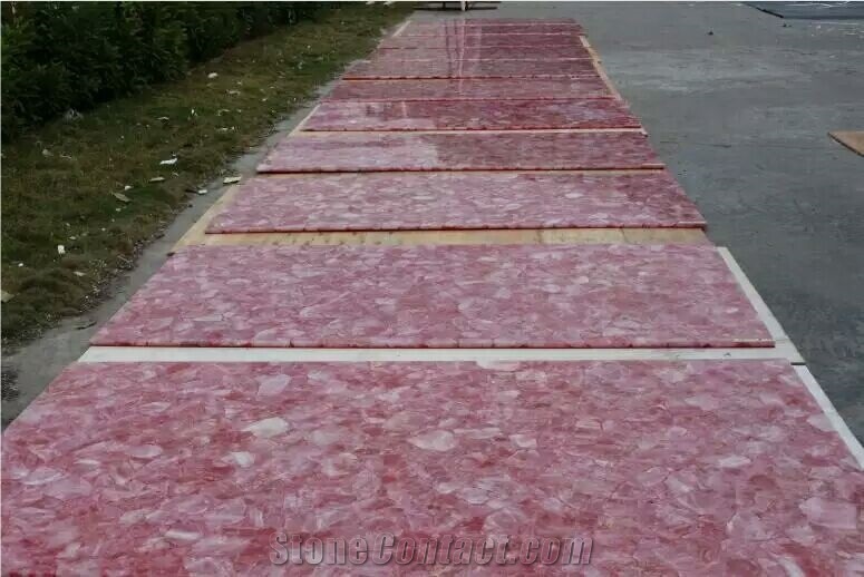 Crystal Light Pink Quartz Stone Slab Rose Pink Semiprecious Stone