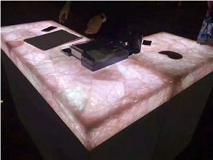 Crystal Light Pink Quartz Stone Slab Rose Pink Semiprecious Stone
