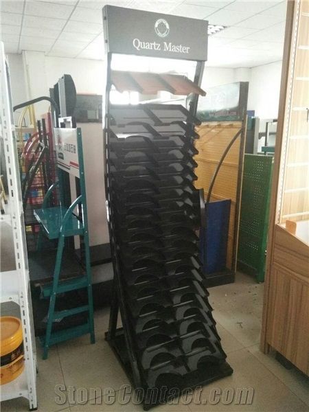 Customized Design Standing Quartz Stone Tower Metal Display Rack Shelf