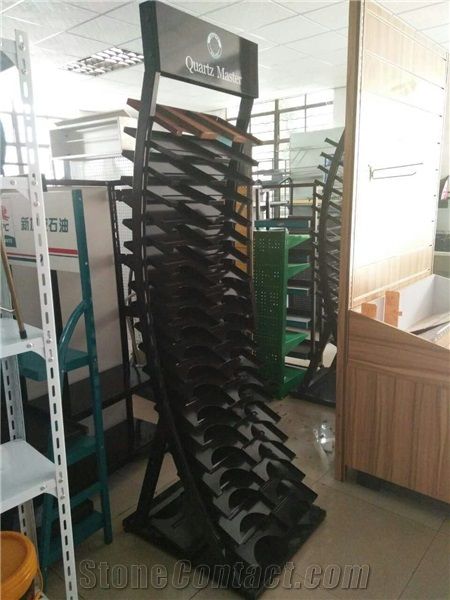 Customized Design Standing Quartz Stone Tower Metal Display Rack Shelf