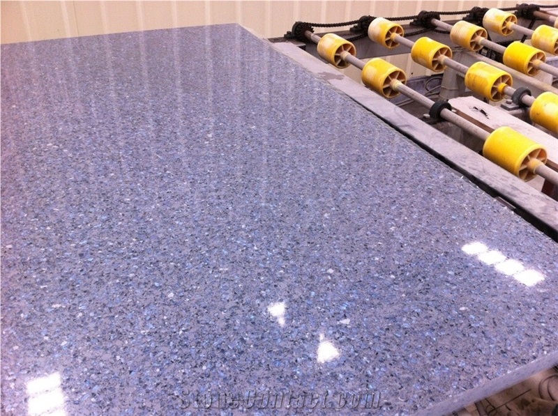 Granite Look Blue Pearl Quartz Stone Slab & Tiles