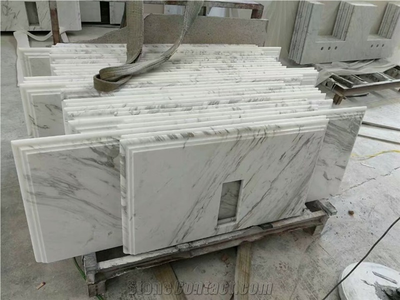 White Brown Marble Bathroom Tops, Bianco Carrara Custom Vanity Tops, Bianco Carrara Bath Countertops, Bianco Carrara Bathroom Vanity Top