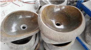 China Yellow River Sink,China Yellow River Pebble Stone Sinks,Random Rock River Stone Basin