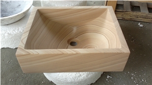 Yellow Sandstone Bath Vessel Sinks Rectangle Basin