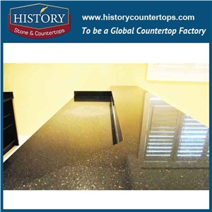 2017 China Hgj021 Galaxy Black Hot Building Material Sandblasted Prefab Size Good Installation Countertops & Vanity Top for Bathroom Decoration