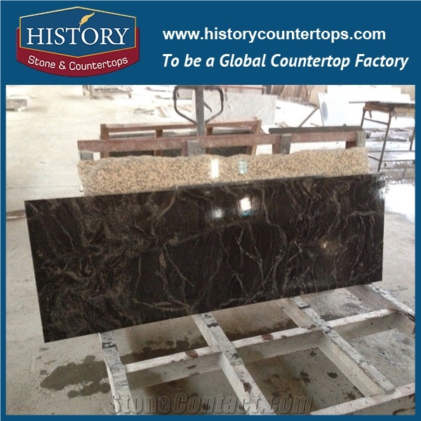 2017 China Hgj158 Cosmic Black Newly Radius Arch Polished Integrated Prefab One Piece Solid Surface Countertops & Vanity Top for Building Project