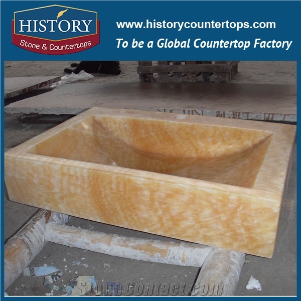 2017 New Design Yellow Honey Onyx Stone Sinks Free Standing for Bathroom, Chinese Factory Supply Cheap Price Stone Sinks with High Gloss Surface