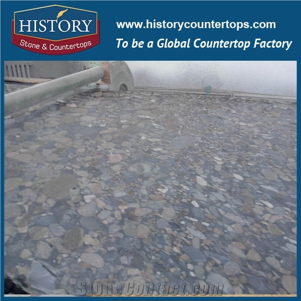 2017 New Popular High Polished Pebble Green Granite Slab & Tile, Natural Stone for Countertop and Vanity Tops and Interior / Exterrior Wall & Floor