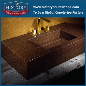 Amber Historystone with Polished Surface Cut-To-Size Imitation Shunning Tile and Slab Quartz Stone for Kitchen Island Tops or Worktops.