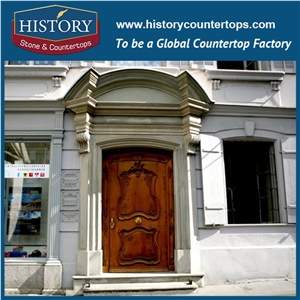 Antique Carving White Sandstone, Custom Exterior Decorations Front Door Surrounds, Door Frames, Door Arches Columns
