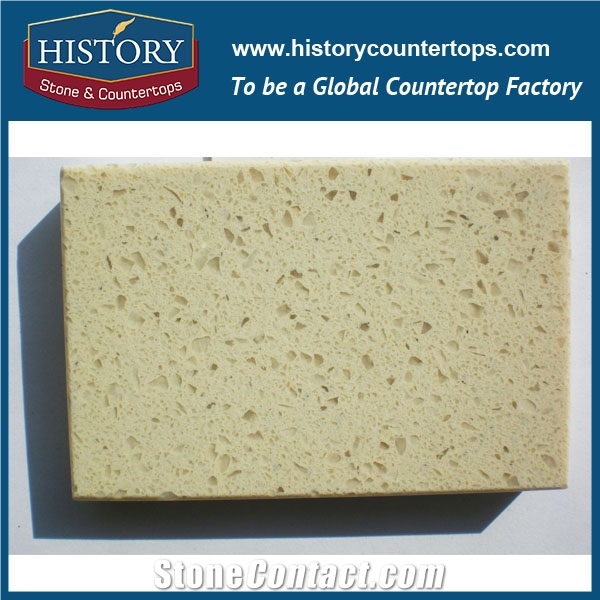 Bathroom Project in Historystone Cinder Beige with Polish and Smooth Surface Middle Grain Tile and Slab Quartz Stone for Tops or Countertops.