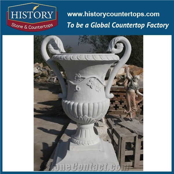 Beautiful Decorative Multicolor Marble Natural Stone Round Carving Garden, Park Landscaping Flowerpots Planter with Factory Price